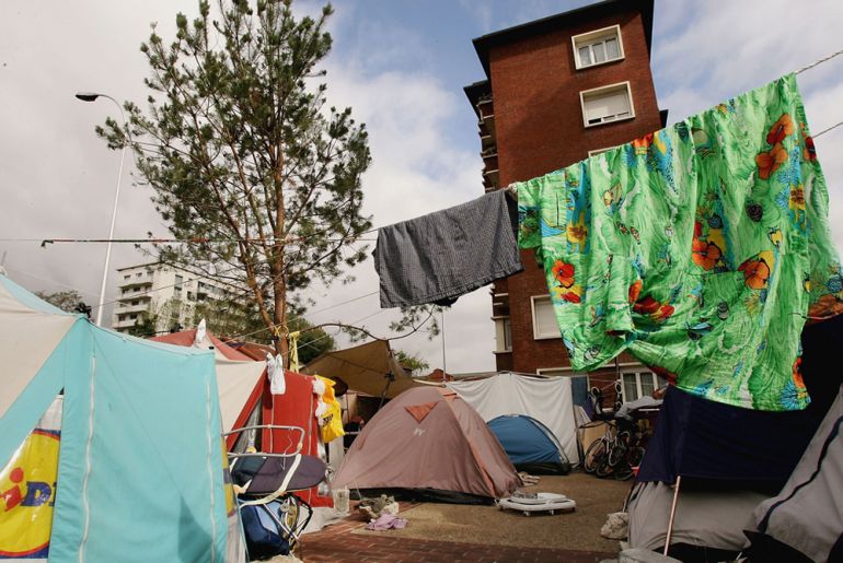 Tent village where Parisian African immigrants are living