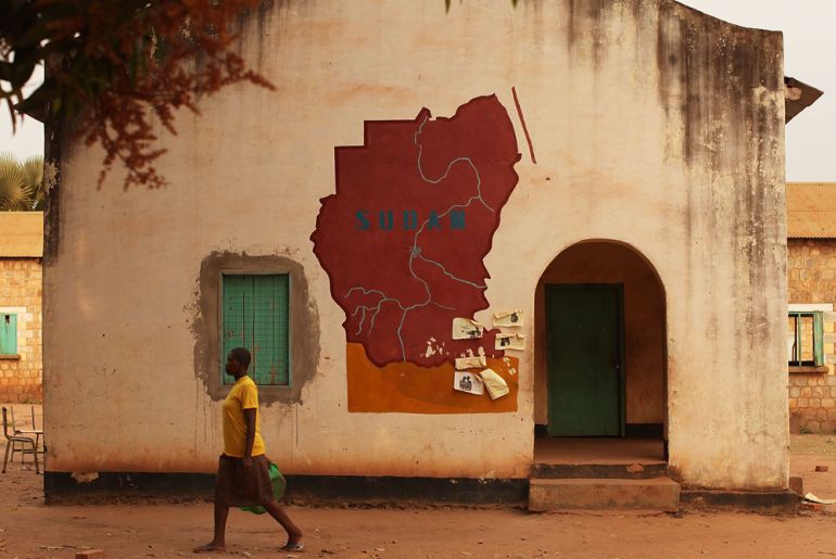 Building with a map of Sudan