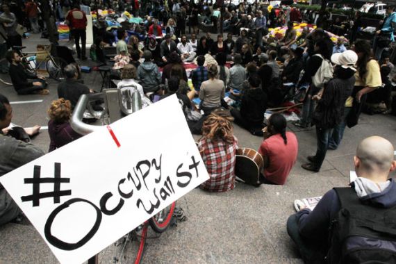 occupy wall street protesters & sign #Occupy