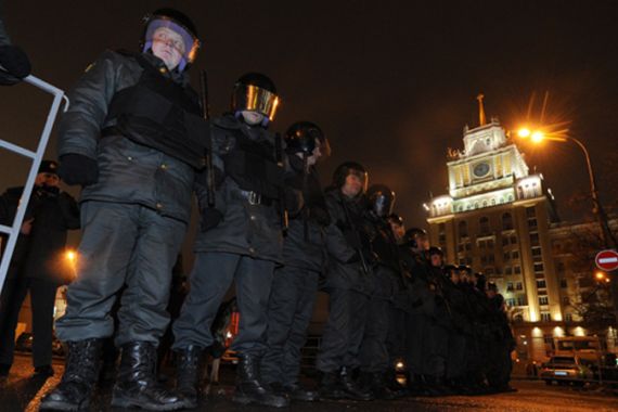 Russia police protest