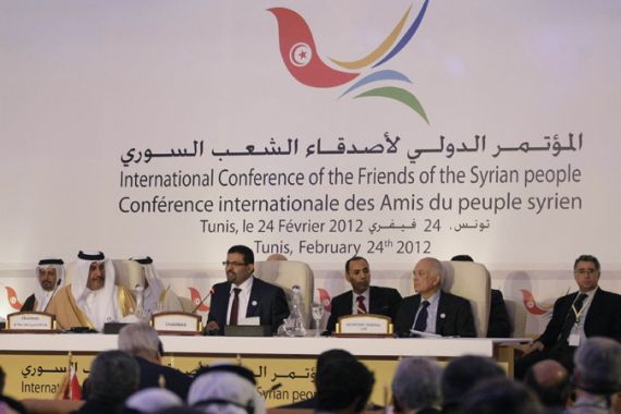 Tunisia''s Foreign Affairs Minister Rafik Abdessalem Friends of Syria Conference Tunis