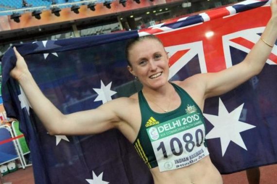 Australia''s Sally Pearson celebrates her