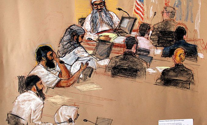Guantanamo base trial sketch