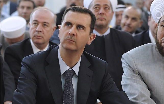 Syria''s President Bashar al-Assad attends Eid Al Fitr prayers at al-Hamad mosque in Damascus