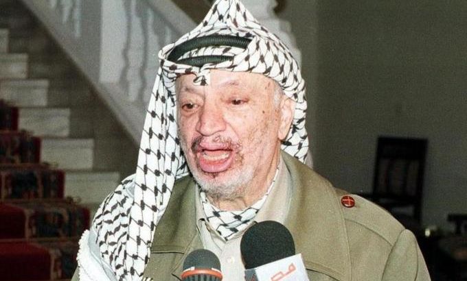 Palestinian leader Yasser Arafat gesture
