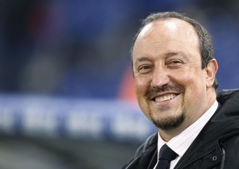 Inter Milan''s coach Rafa Benitez smiles before the start of the Italian Serie A soccer match against Lazio at the Olympic stadium in Rome
