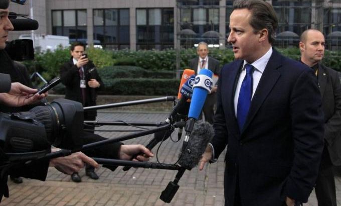 Britain''s PM Cameron arrives at the EU council headquarters in Brussels