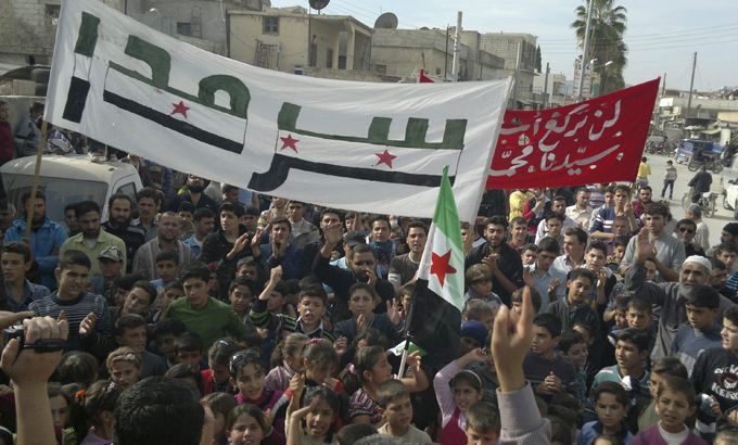 Syria'' demonstrations Sermada near Idlib