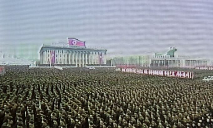 North Korean TV footage of rocket launch celebrations