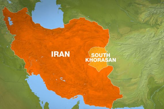 Map showing South Khorasan province, Iran
