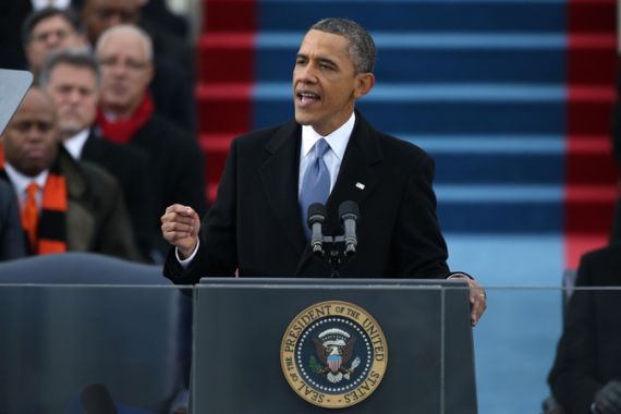 Obama speaks during second inaugural