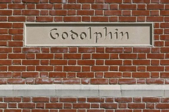 A sign is seen at the entrance of Godolphin stables in Newmarket