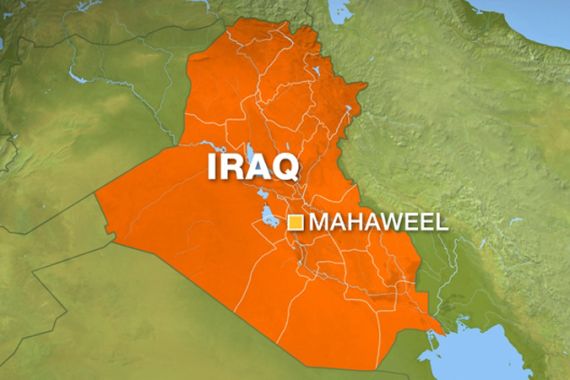 Map showing Mahaweel, south of Baghdad in Iraq.