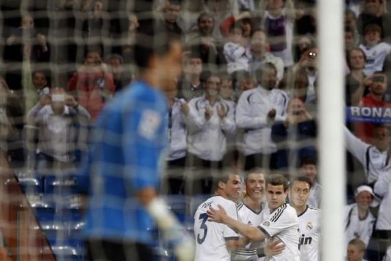 Real Madrid''s Ronaldo celebrates his goal against Real Valladolid during their Spanish first division soccer match at Santiago Bernabeu stadium in Madrid