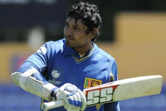 Sri Lanka''s Kumar Sangakkara during the ICC Champions Trophy match at Cardiff
