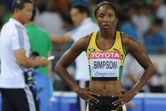 Jamaica''s Sherone Simpson waits for the
