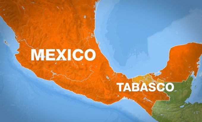 Mexico state of Tabasco map