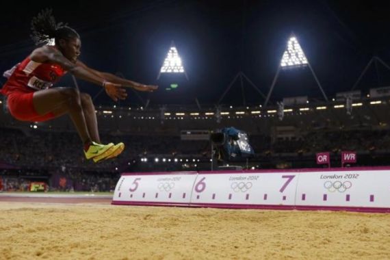 Brittney Reese of the U.S. competes in the women''s long jump final during the London 2012 Olympic Games