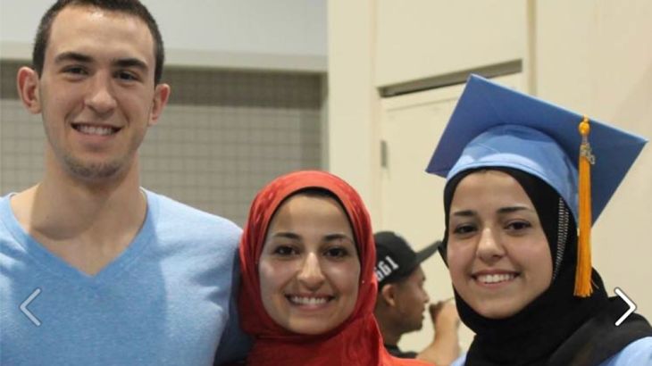 Deah Shaddy Barakat, 23, of Chapel Hill, Yusor Mohammad, 21, of Chapel Hill, and Razan Mohammad Abu-Salha, 19, of Raleigh.