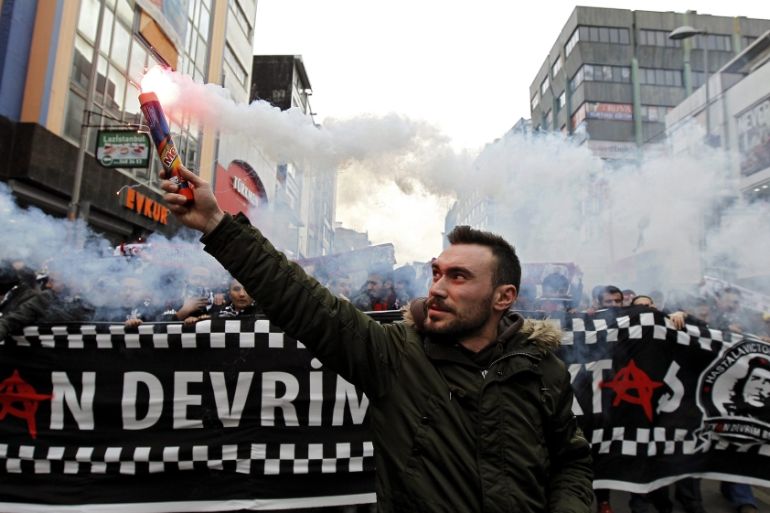 Members of the Alevi community demonstrate in Istanbul