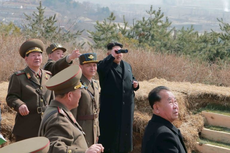 North Korean leader Kim Jong Un watches over military air force exercises [Reuters]