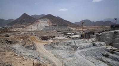 The Grand Renaissance Dam under construction near the Sudanese-Ethiopian border [AFP]