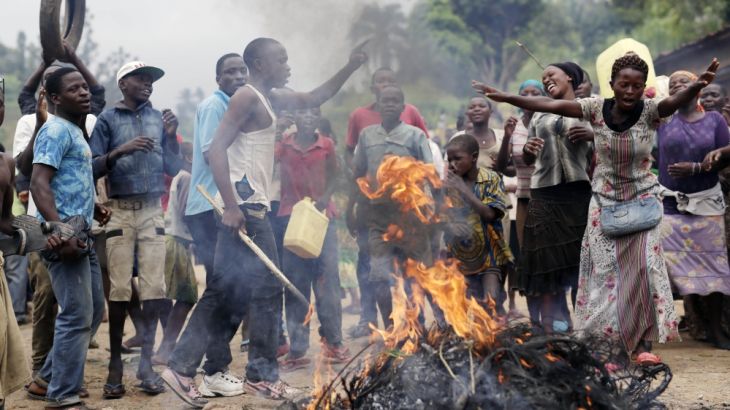Demonstrators block road in Burundi