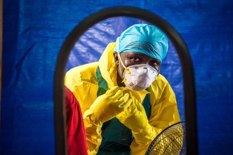 Ebola treatment center in the west of Freetown, Sierra Leone