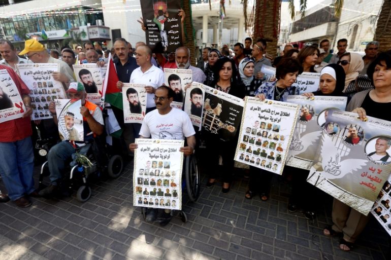 Palestinians protest for the release of prisoners