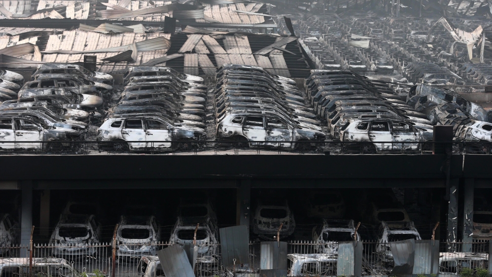  The blasts started late on Wednesday after a container of 'hazardous material' exploded in a warehouse in Tianjin [EPA] 