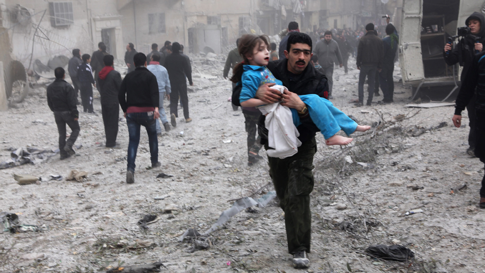 Air strikes in Syria frequently result in the deaths of innocent civilians [EPA]
