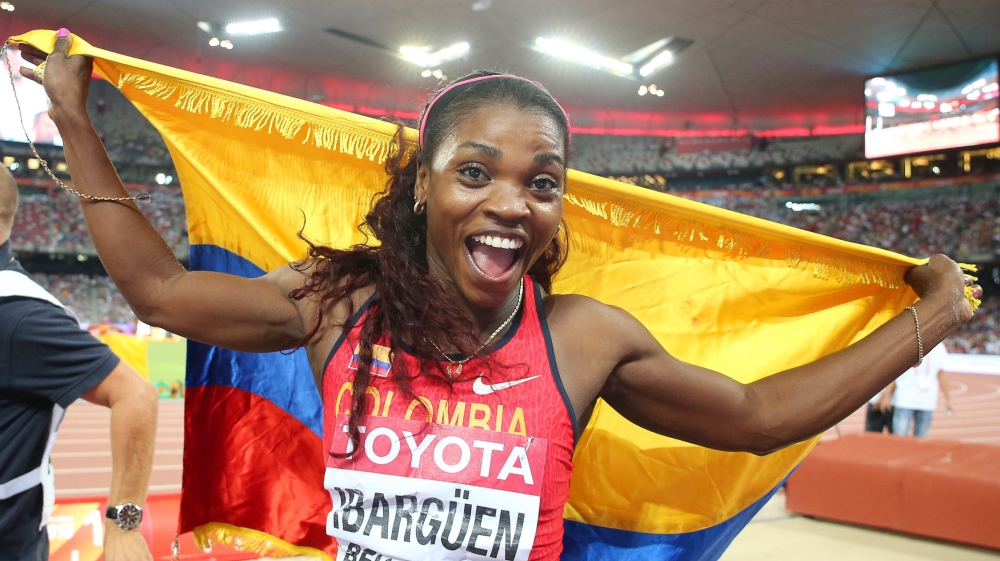 Ibarguen's effort of 14.9m was enough to land her the gold [EPA]