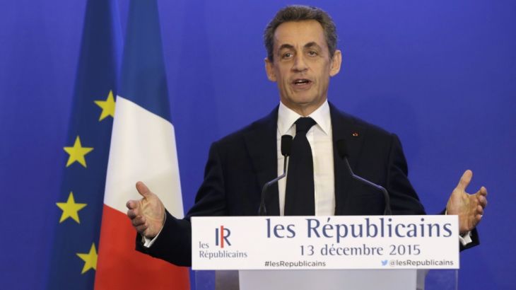 Nicolas Sarkozy, former French president and current head of the Les Republicains political party, speaks after results for the second-round regional elections in Paris [REUTERS]