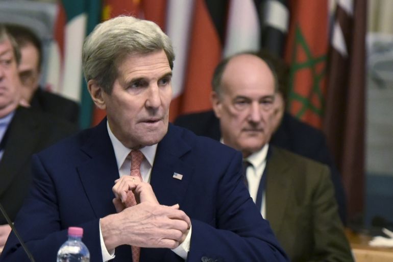 U.S. Secretary of State John Kerry takes part in an international conference at the Ministry of Foreign Affairs in Rome