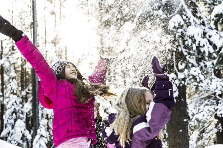 Norden, California, US - girls in the snow