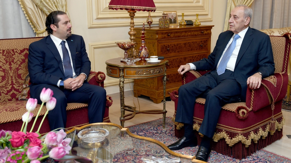 Hariri, left, is close to Saudi Arabia, which has just suspended a promised $3bn aid package to Lebanon's army [EPA]