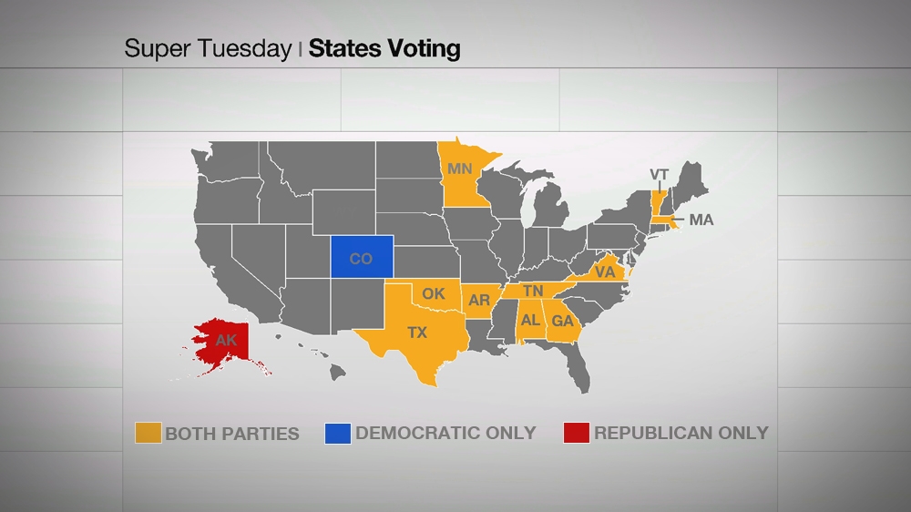  US states participating in Super Tuesday [Al Jazeera]