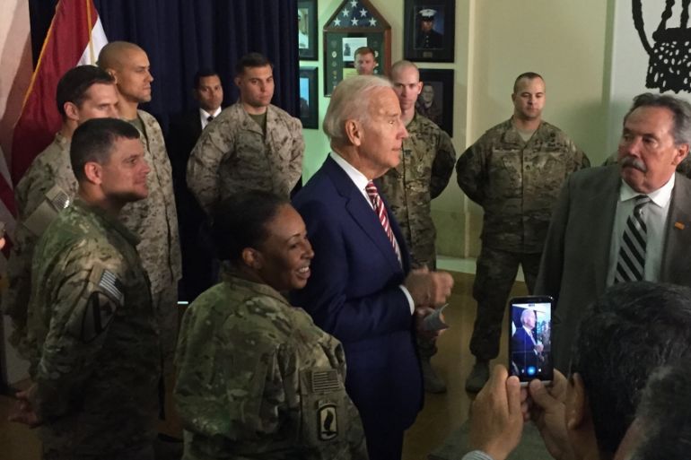 Vice President Joe Biden meets with U.S. diplomatic and military personnel serving in Iraq