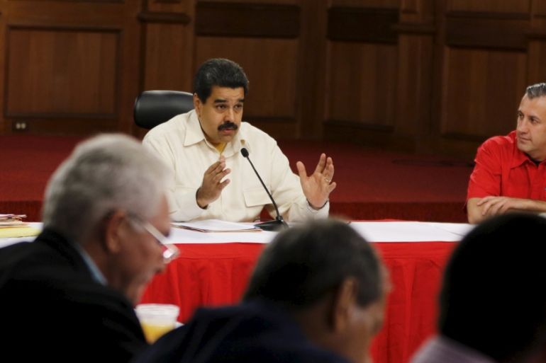Venezuela''s President Nicolas Maduro speaks during a meeting with governors and mayors in Caracas