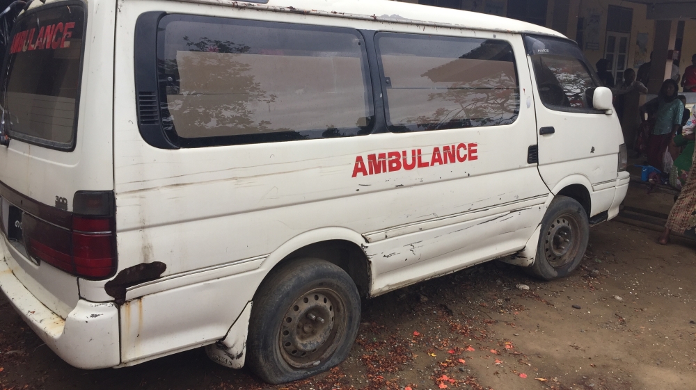 A broken ambulance - a sign of the poor medical facilities available to people in the camps. Only the most serious cases are allowed to go to Sittwe Hospital in town [Wayne Hay/Al Jazeera]