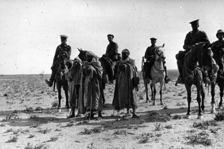 Soldiers on horseback in the Iraqi desert during the Mesopotamian campaign, circa 1916 [Getty]