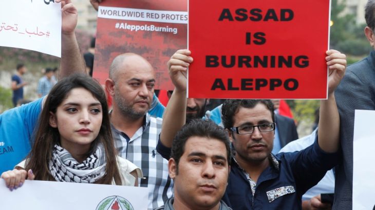solidarity with the people of Aleppo, in front of the offices of the U.N. headquarters in Beirut