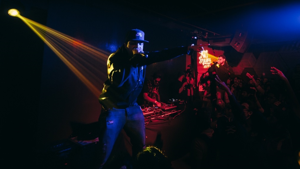 Mumbai-based rapper MC Divine takes to the stage during a recent hip-hop gig in Mumbai [Image courtesy of 101 India]