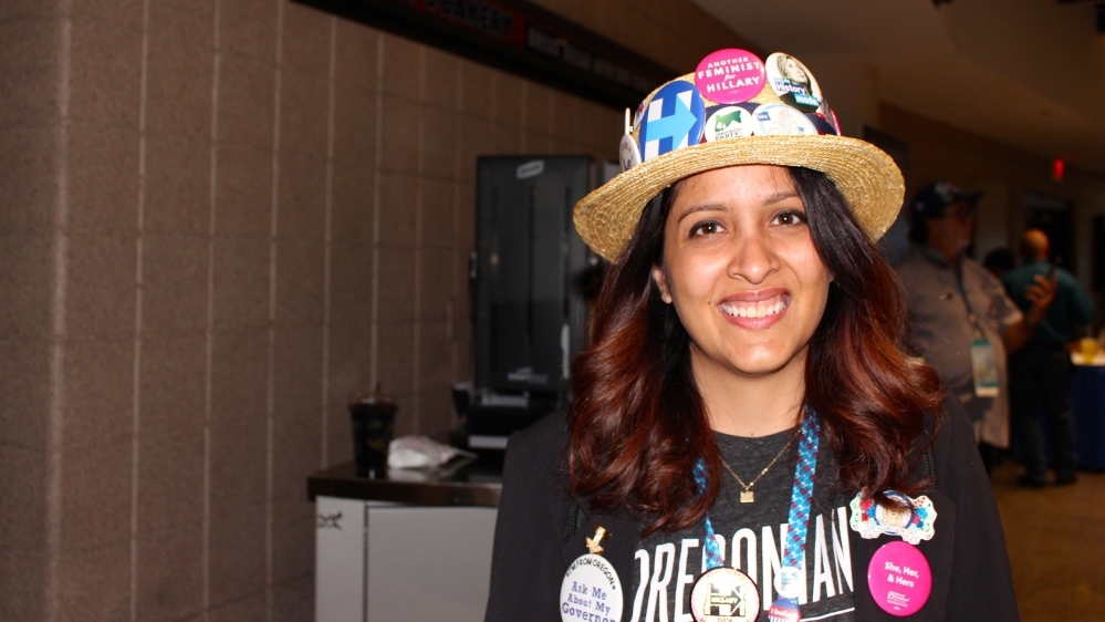 
Delegate to the Democratic Party Convention in Philadelphia[Anar Virji/Al Jazeera]

