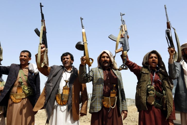 Houthi fighters on the outskirts of Sanaa