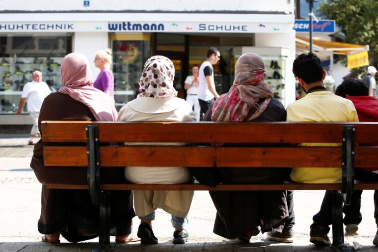 Women wearing Islamic headdresses while visiting Garmisch-Partenkirchen