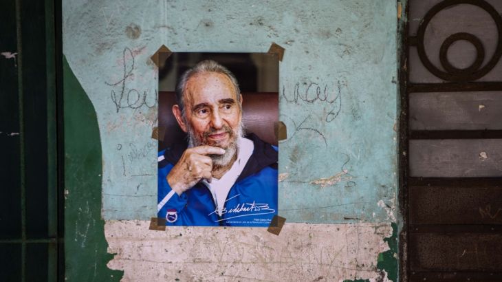 A poster of Fidel Castro