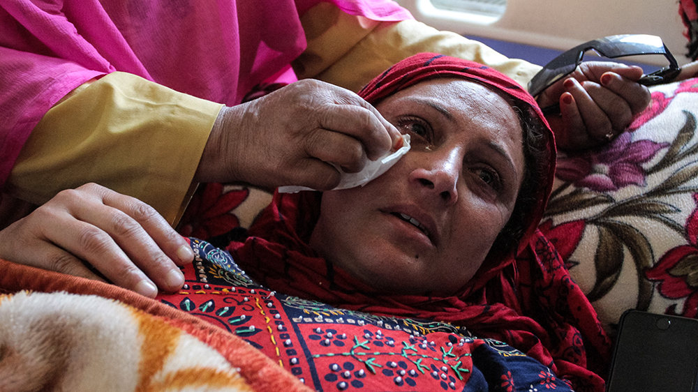 Shakeela Sheikh, 30, from Baramulla, told Al Jazeera she had panicked when she heard that clashes had erupted in her neighbourhood on Friday, September 8. Her five-year-old son had gone to the mosque with her neighbours and, afraid, she ran out the house to search for him. She was hit in both eyes with pellets. She was also hit in the chest, neck and mouth. Her son survived, but she has lost her eyesight and now has no way to support him [Shuaib Masoodi/Al Jazeera]