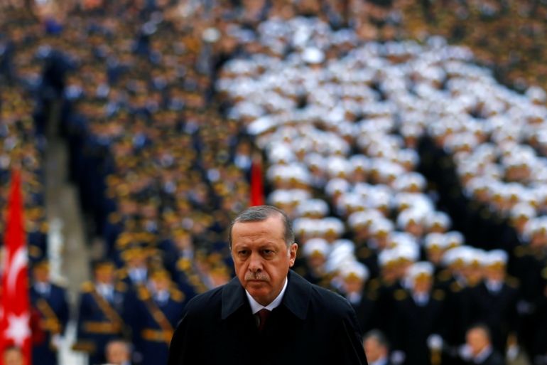 Turkey''s President Tayyip Erdogan attends a Republic Day ceremony at Anitkabir in Ankara