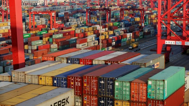 Container boxes are seen at the Yangshan Deep Water Port, part of the Shanghai Free Trade Zone, in Shanghai, China [REUTERS]